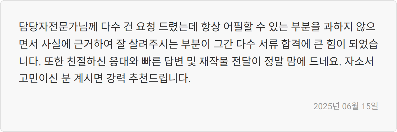 자소서 첨삭 리뷰